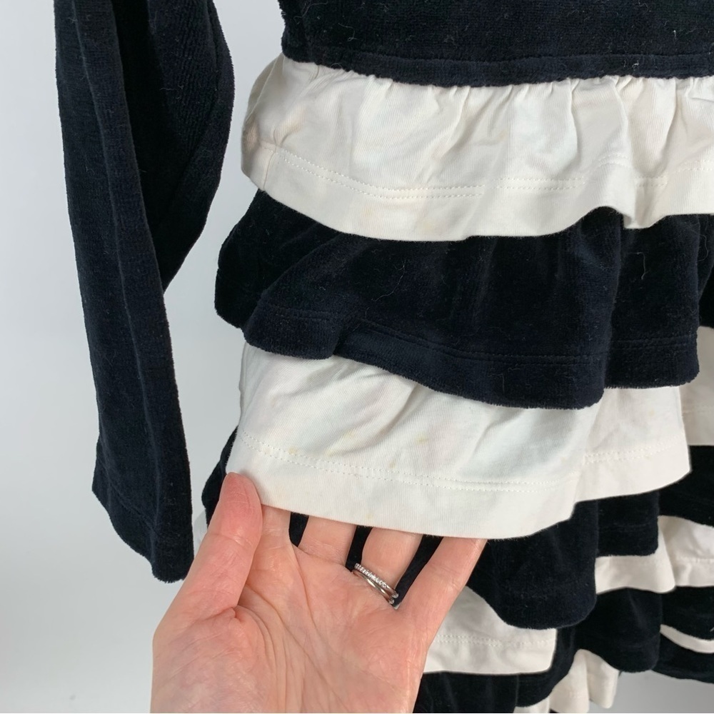 Hanna Andersson Long Sleeve Layered Tiered Ruffle Black White Girls Dress 5 - Picture 7 of 10